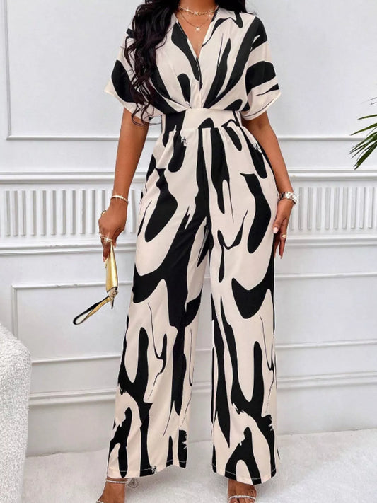 Abstract Print Wide-Leg Jumpsuit | DCDesigns Women's Jumpsuits