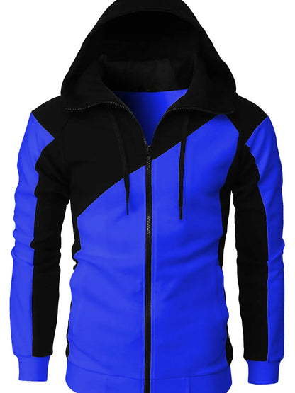 Men's Color Block Zip-Up Hoodie - DCDesigns mens casual hoodie product view
