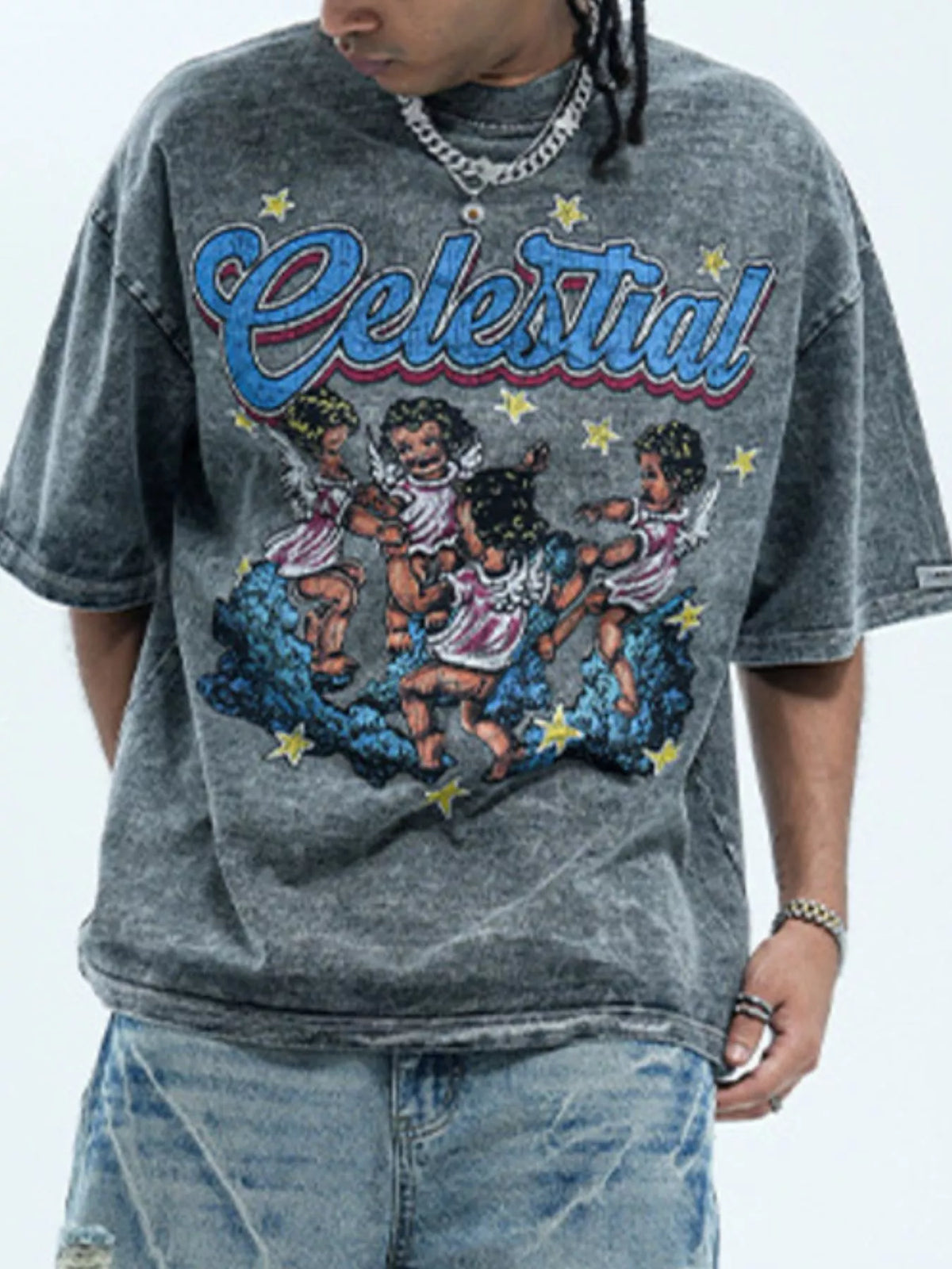 Men's oversized Men's Graphic Round Neck Half Sleeve T-Shirt – men's bold Y2K streetwear graphic tee, product image 2