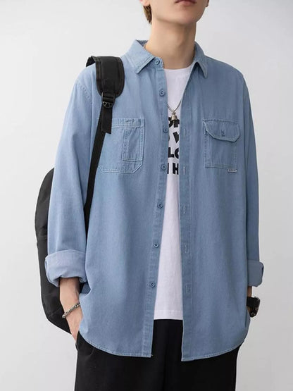 Men's Casual Long Sleeve Denim Shirt | DCDesigns
