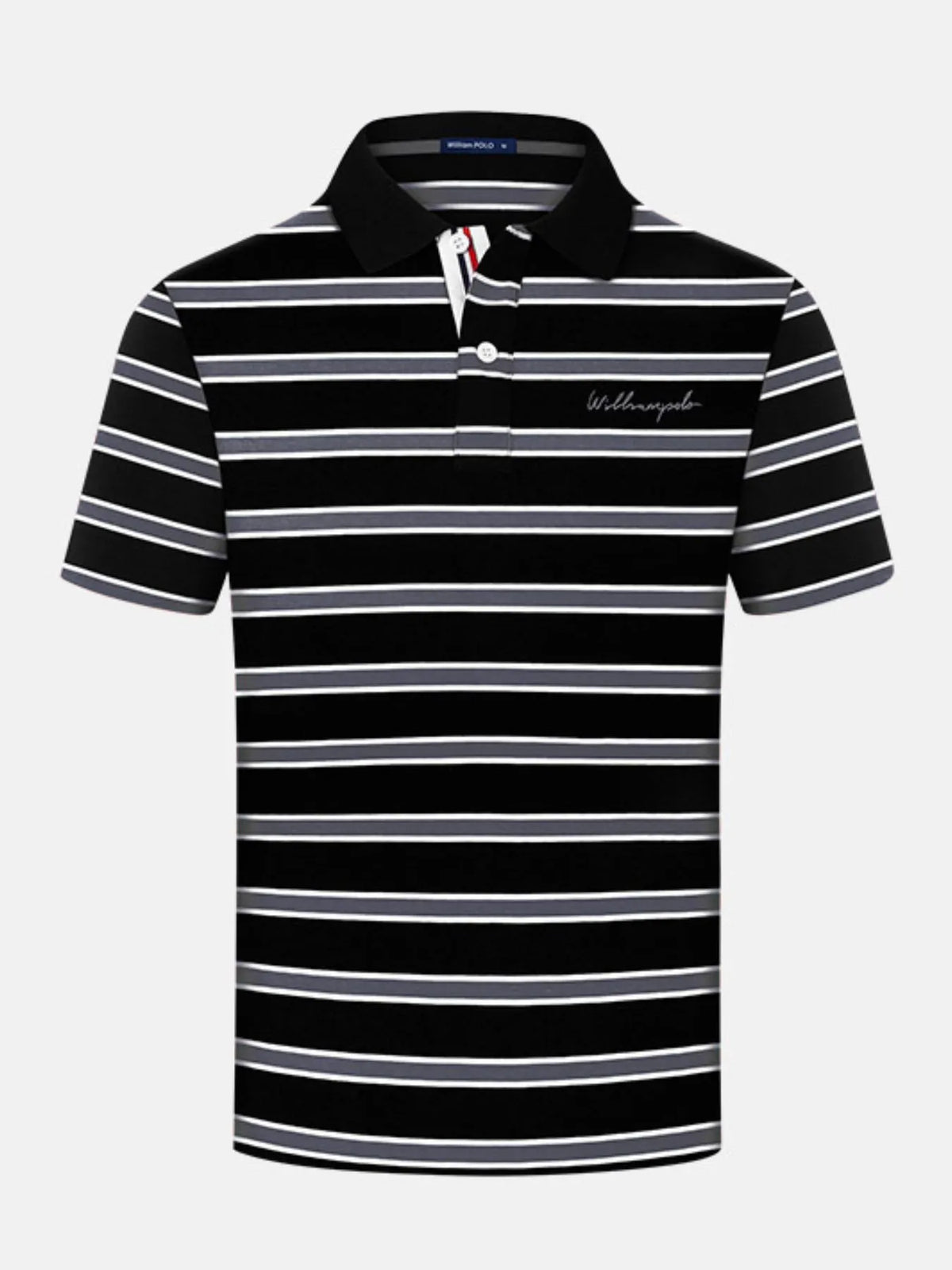 Men's Striped Short Sleeve Polo Shirt - Black