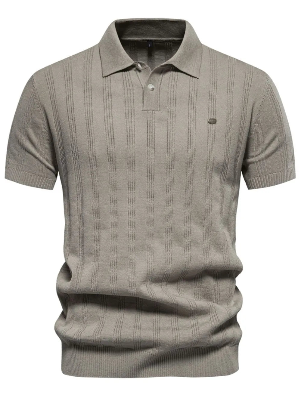 Men's Collared Neck Short Sleeve Knit Polo Shirt - Gray