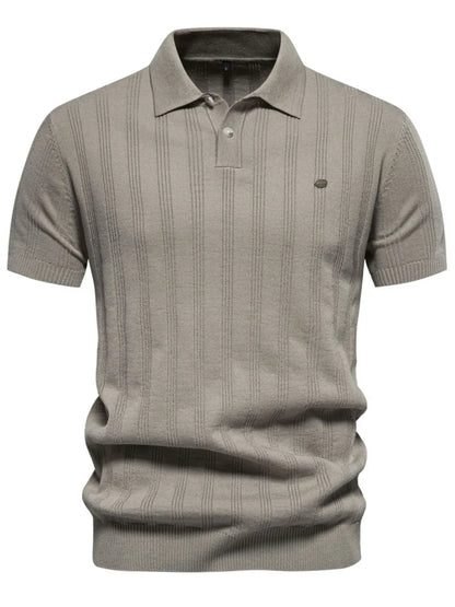 Men's Collared Neck Short Sleeve Knit Polo Shirt - Gray