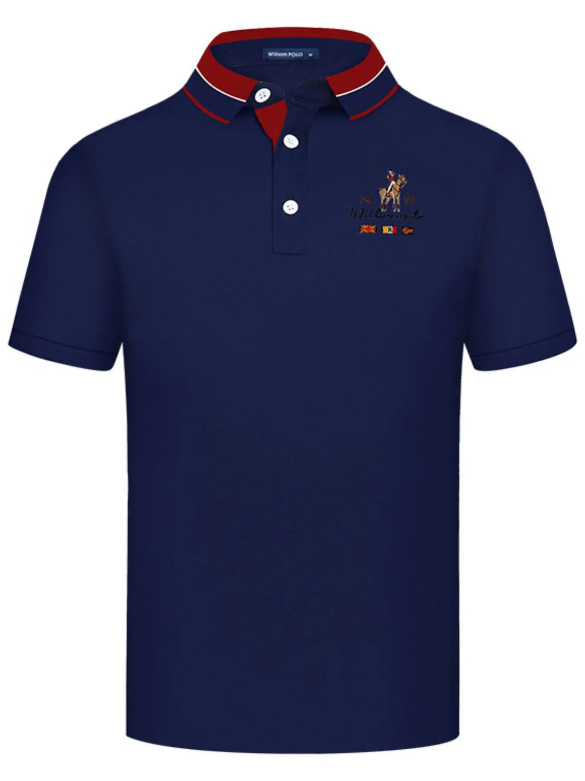 Men's Embroidered Short Sleeve Polo Shirt - White