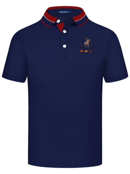 Men's Embroidered Short Sleeve Polo Shirt - White
