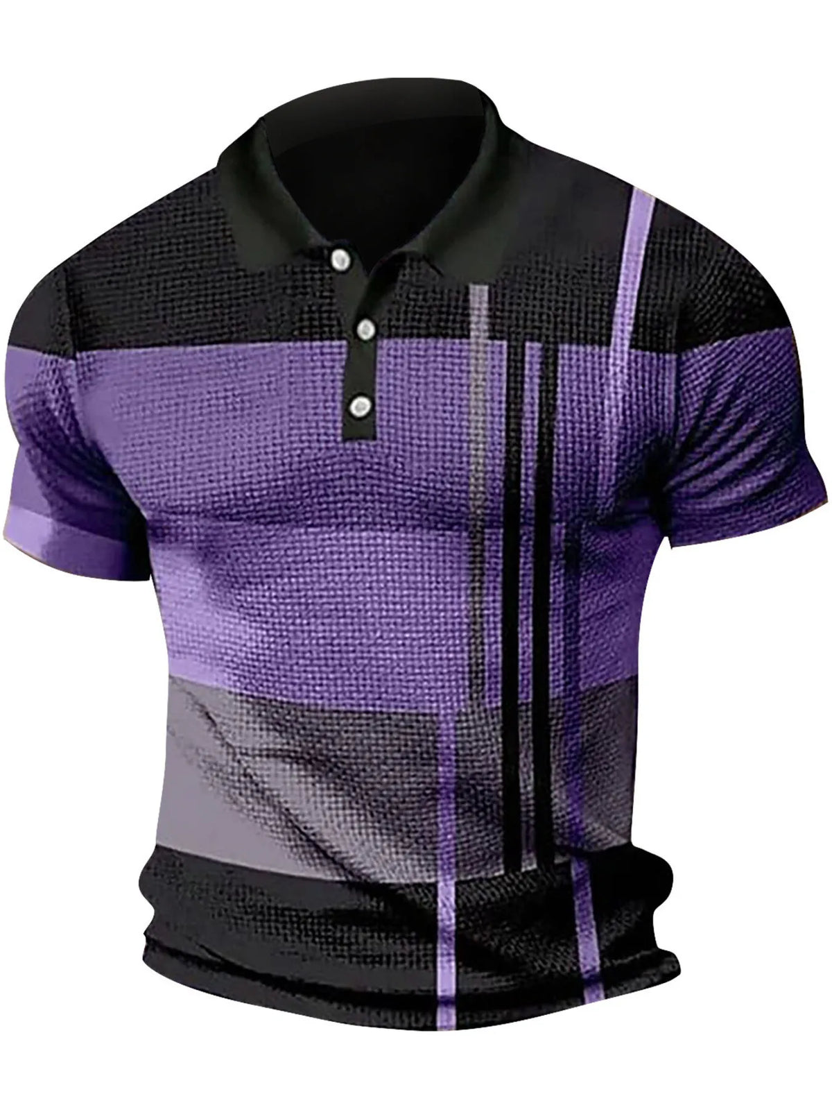 Men's Color Block Short Sleeve Polo Shirt - Brown