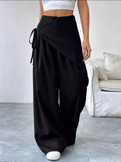 Wrap-Front Wide-Leg Pants - DCDesigns women’s fashion