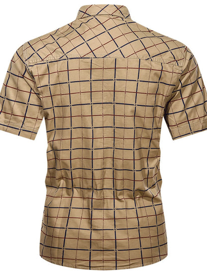 Men's Casual Plaid Short Sleeve Shirt | DCDesigns