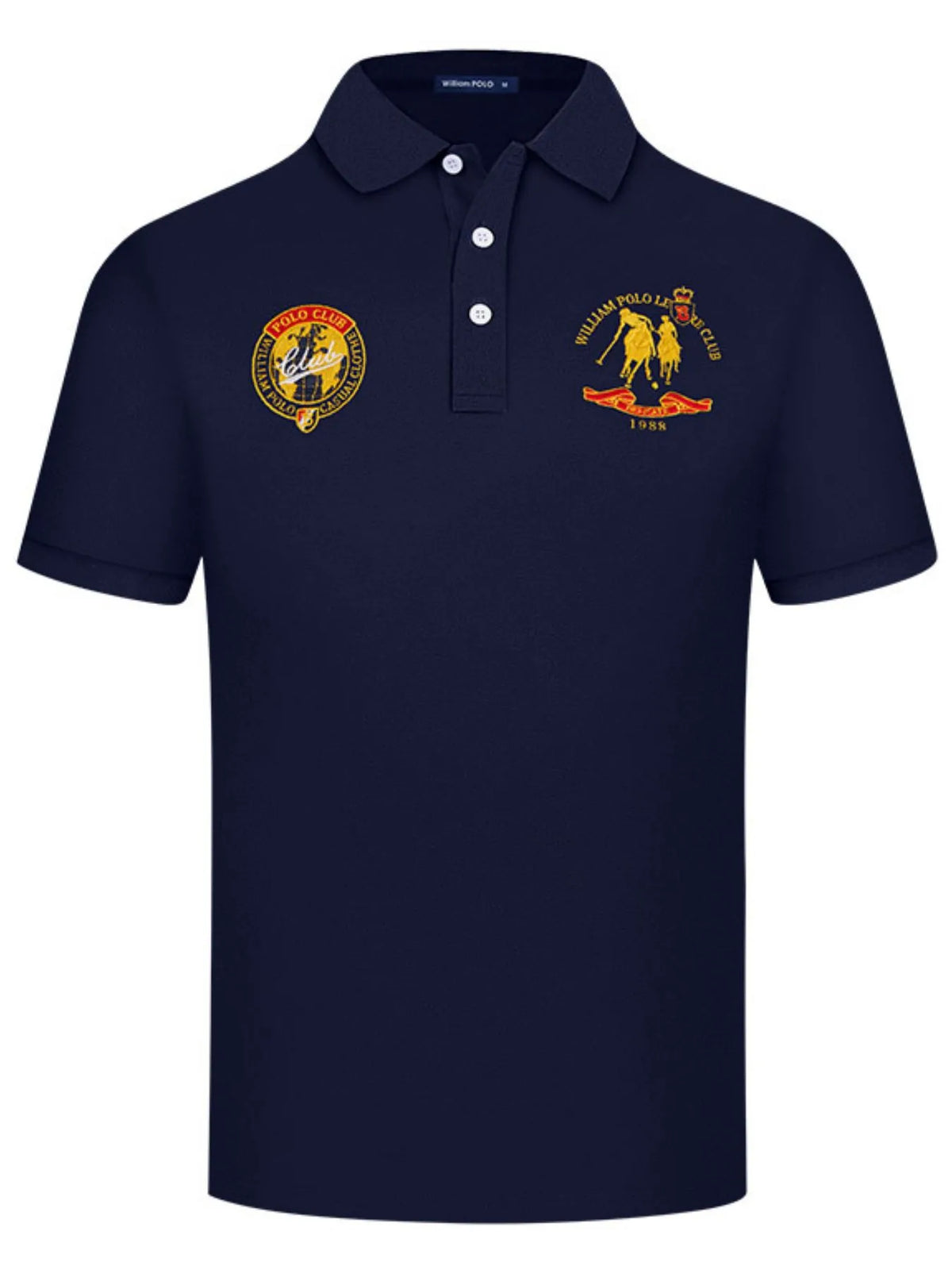 Men's Short Sleeve Embroidered Polo Shirt - Navy