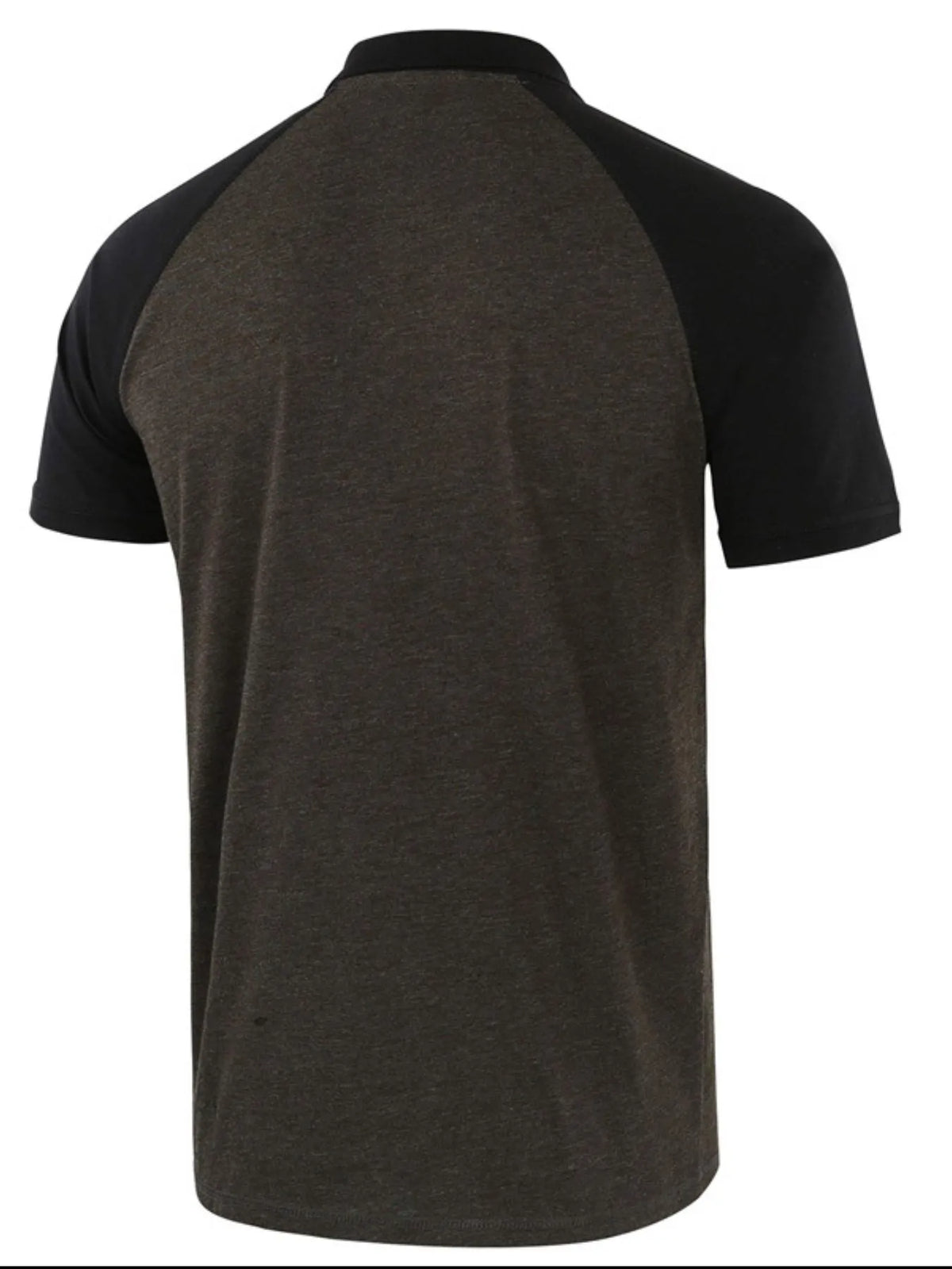 Men's Casual Raglan Sleeve Two-Tone Polo Shirt - Gray