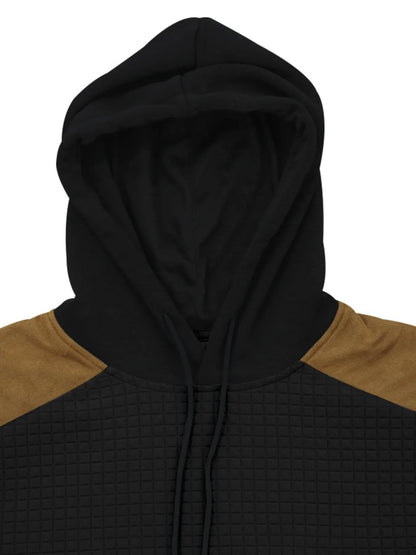 Men's Full Size Drawstring Contrast Shoulder Panels Hoodie Plus Size - DCDesigns mens casual hoodie product view
