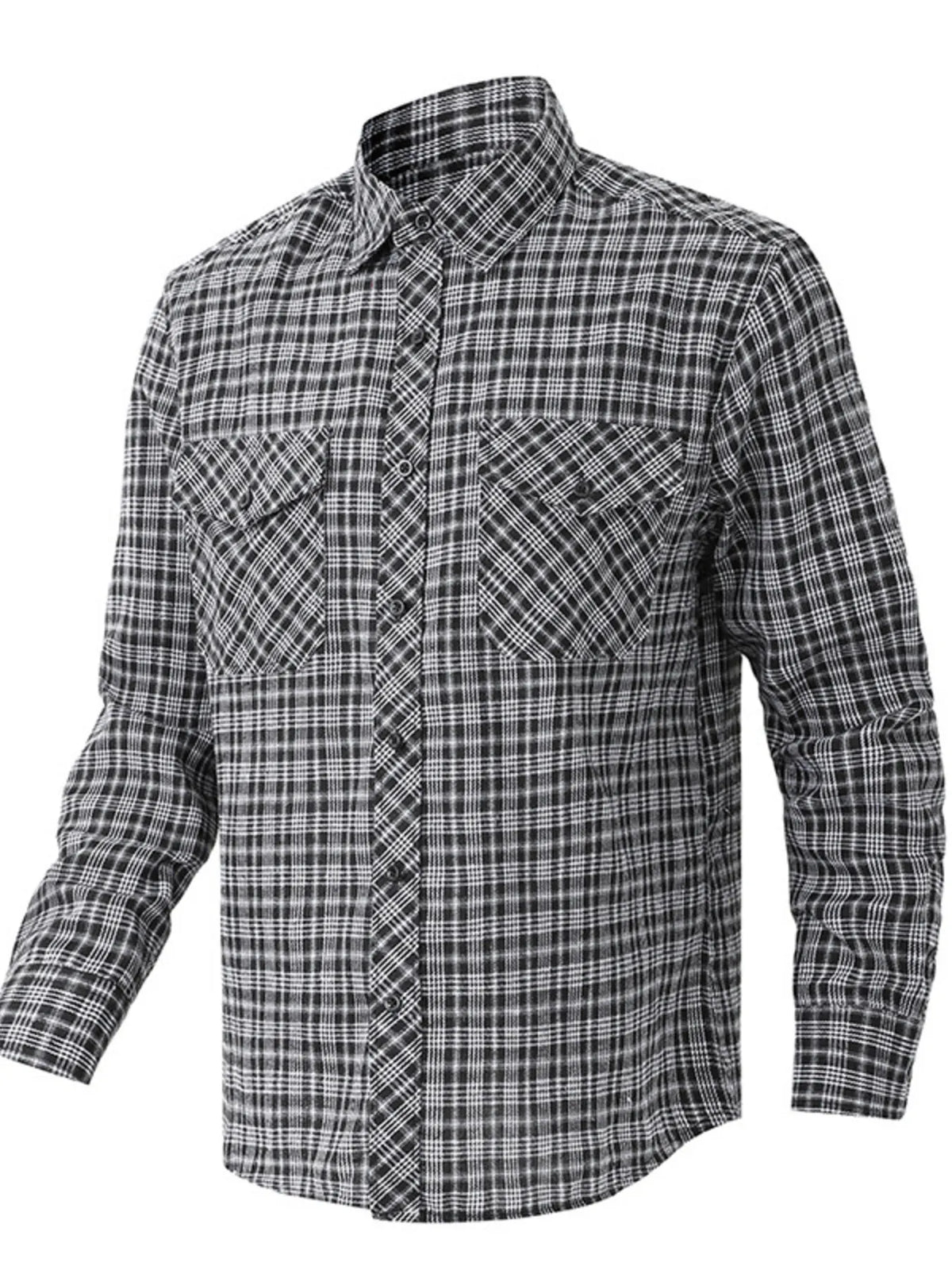 Men's Casual Plaid Long Sleeve Shirt | DCDesigns