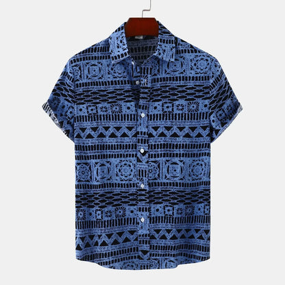 Men's Printed Button-Up Short Sleeve Shirt | DCDesigns