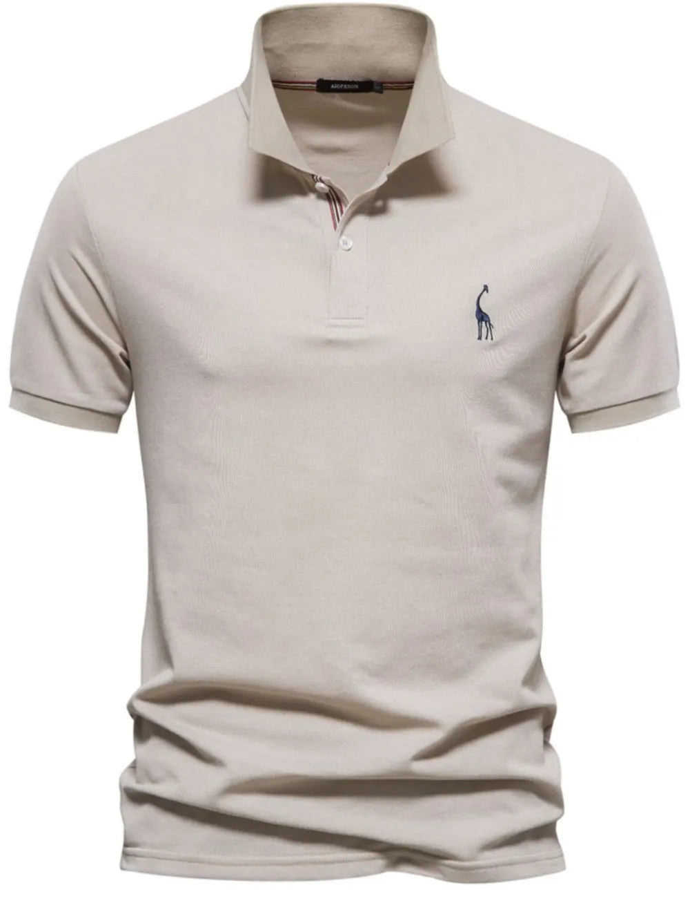 Men's Giraffe Embroidered Short Sleeve Polo Shirt - Moss