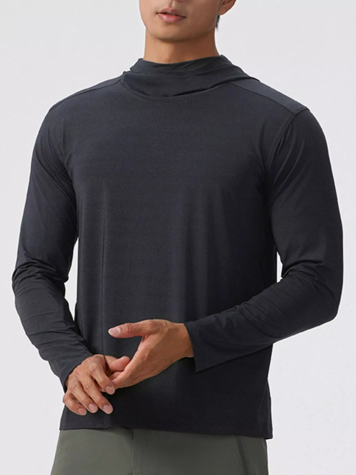 Men's Solid Color Long Sleeve Hoodie - DCDesigns mens casual hoodie product view