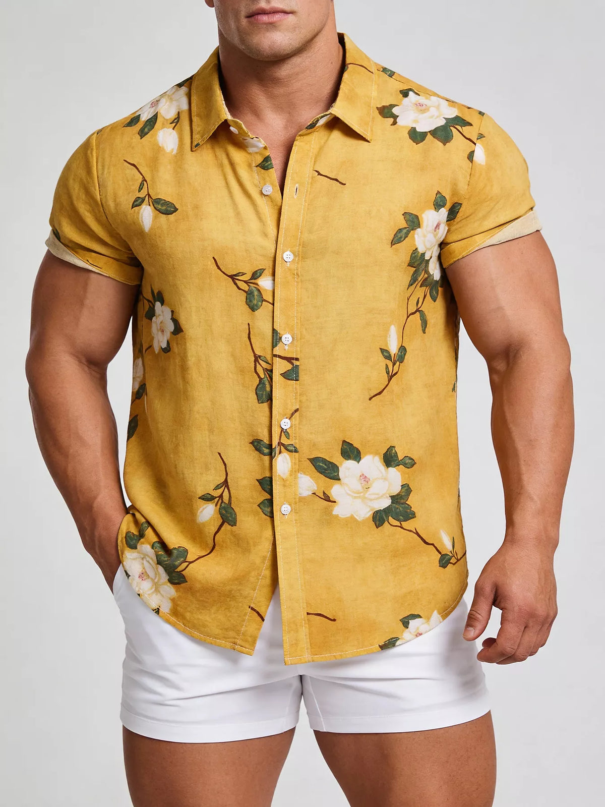 Men's Floral Print Short Sleeve Shirt | DCDesigns