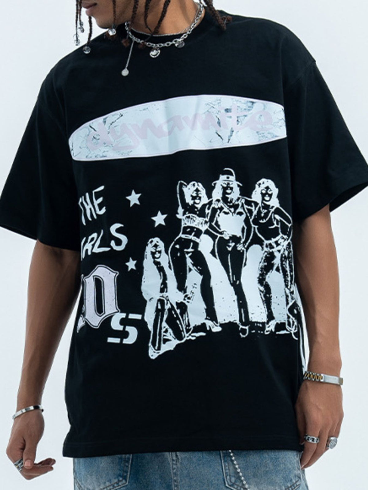 Men's oversized Men's Graphic Round Neck T-Shirt – men's bold Y2K streetwear graphic tee, product image 3