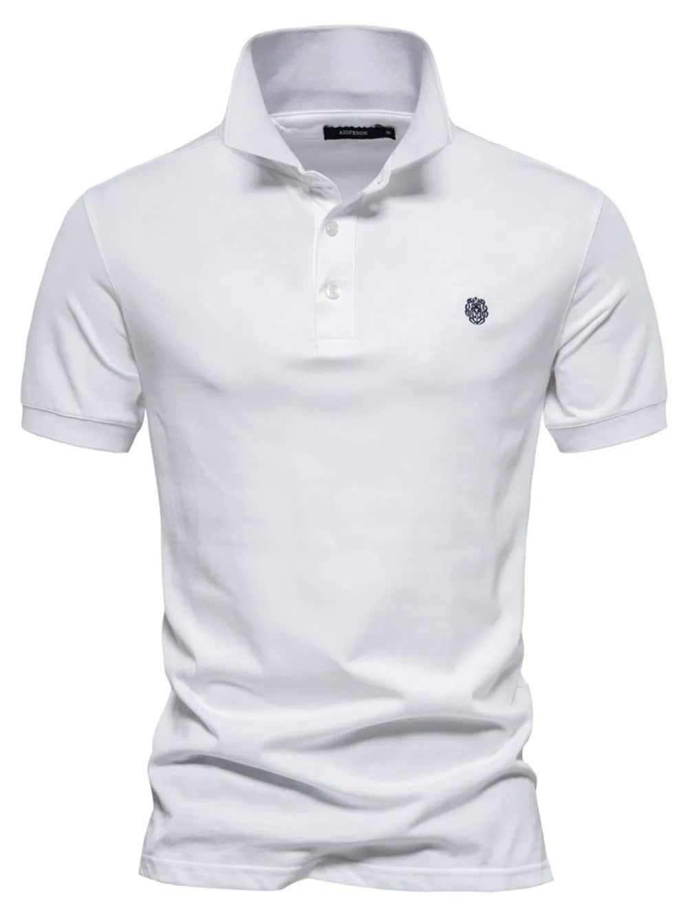 Men's Embroidered Collared Short Sleeve Polo Shirt - Black
