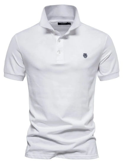 Men's Embroidered Collared Short Sleeve Polo Shirt - Black