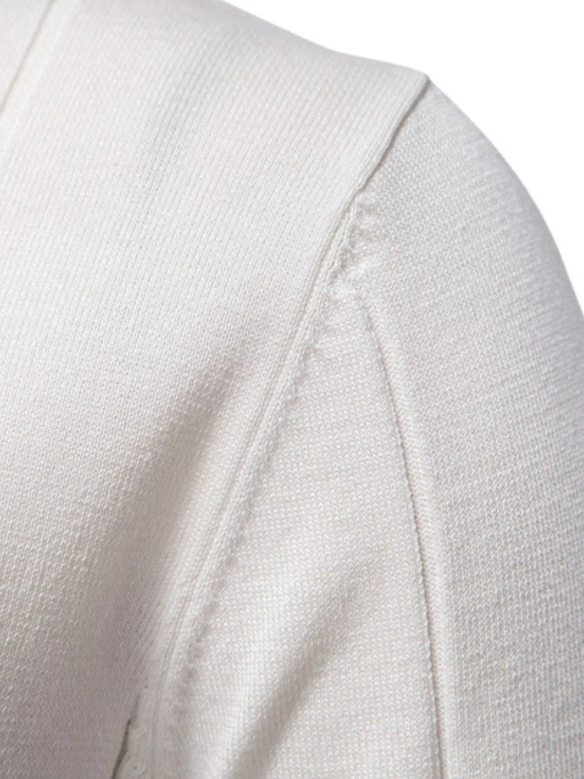 Men's Classic Zip-Neck Knitted Polo Shirt - White