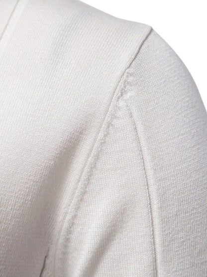 Men's Classic Zip-Neck Knitted Polo Shirt - White