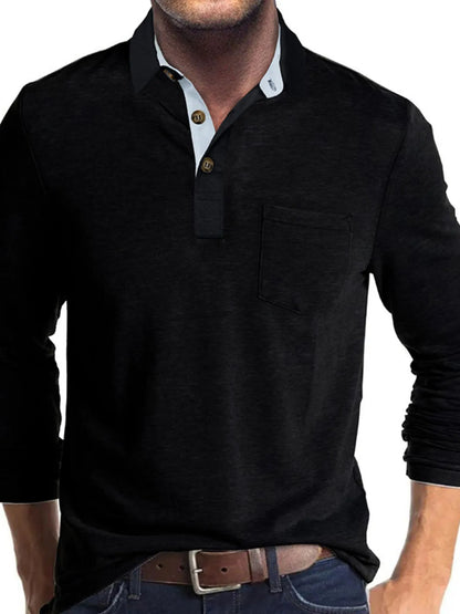 Men's Long Sleeve Pocket Polo Shirt - White