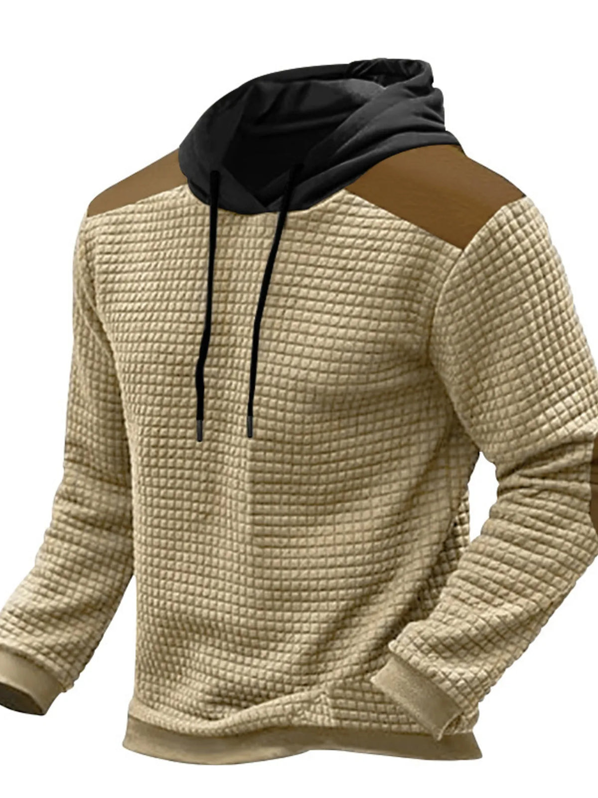 Men's Full Size Drawstring Contrast Shoulder Panels Hoodie Plus Size - DCDesigns mens casual hoodie product view