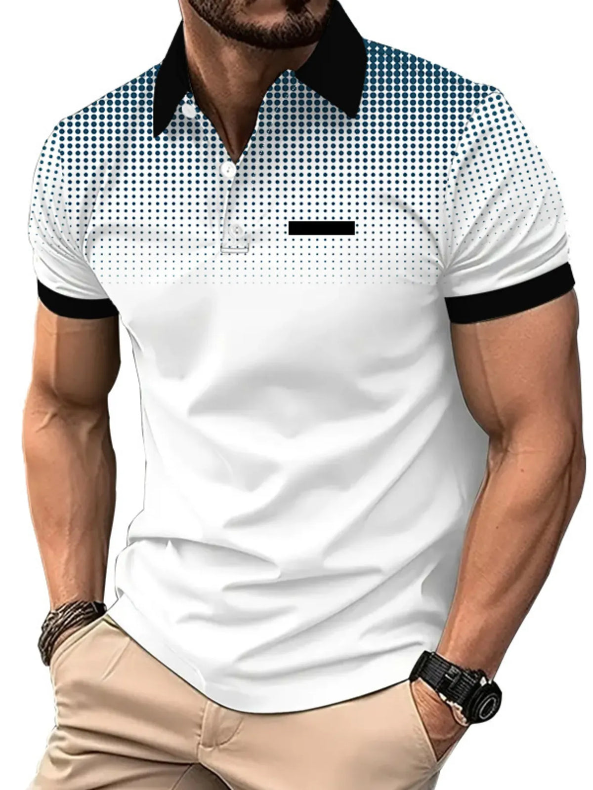 Men's Button Detail Short Sleeve Polo Shirt - White
