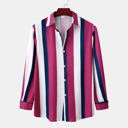 Men's Striped Button-Up Long Sleeve Shirt | DCDesigns