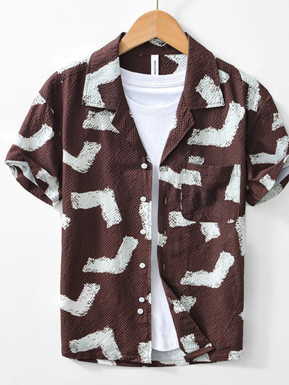 Men's Printed Button-Up Short Sleeve Shirt | DCDesigns