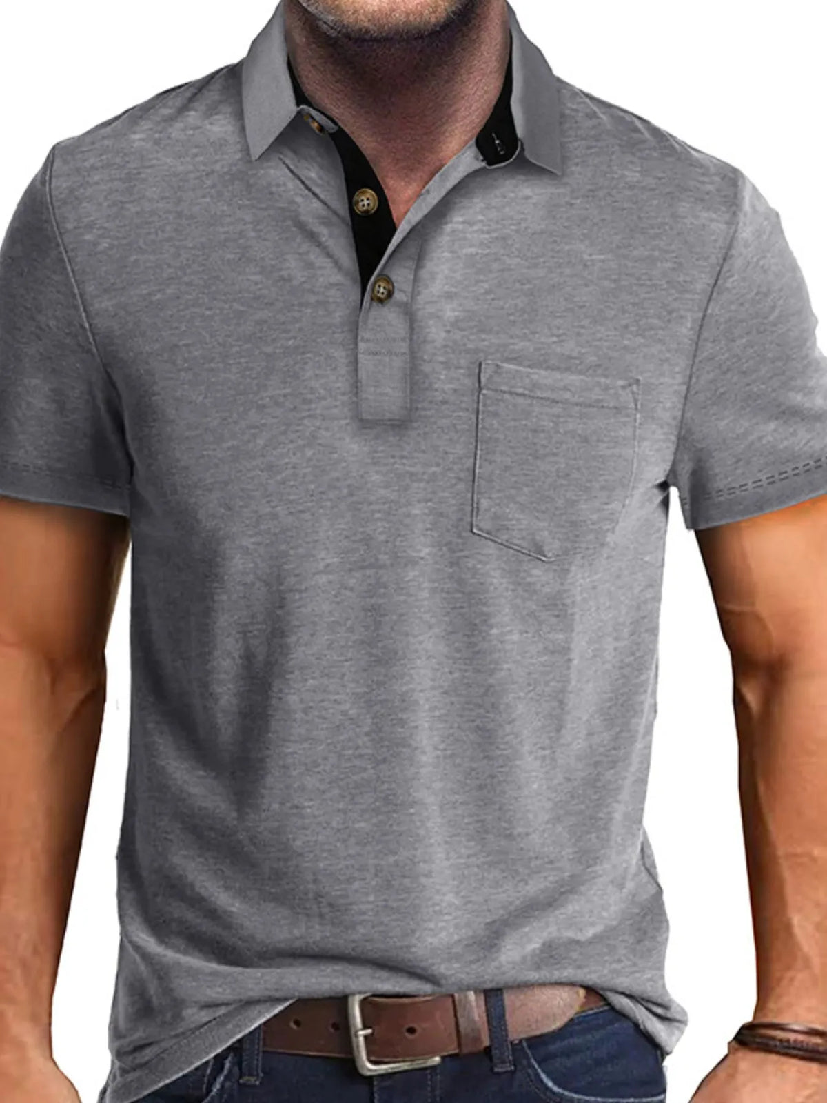 Men's Classic Heathered Pocket Polo Shirt - White