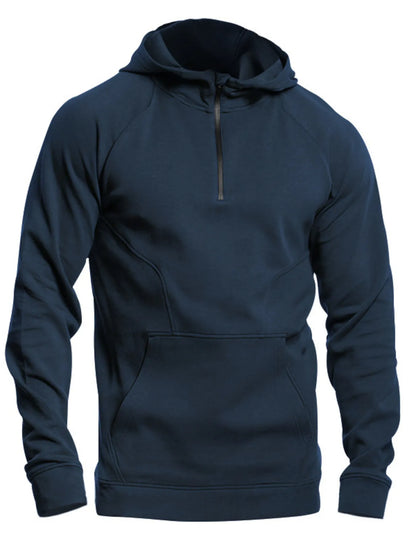 Men's Full Size Quarter Zip Long Sleeve Hoodie Plus Size - DCDesigns mens casual hoodie product view