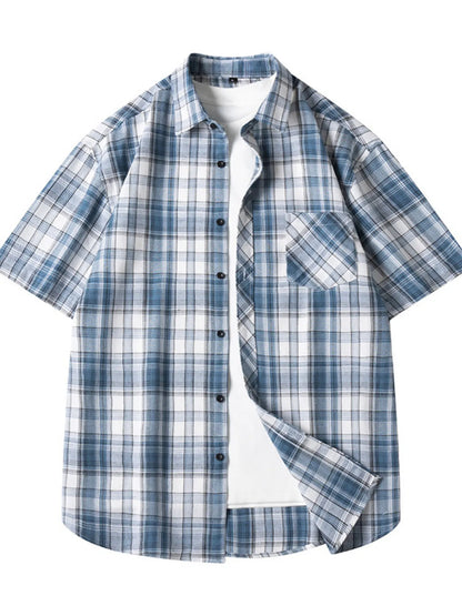 Men's Casual Plaid Short Sleeve Shirt | DCDesigns