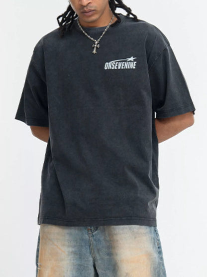 Men's Vintage Washed oversized graphic T-shirt – men's bold Y2K streetwear graphic tee, product image 1
