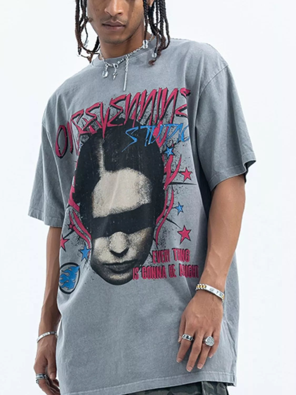 Men's Vintage Graphic Oversized T-Shirt – men's bold Y2K streetwear graphic tee, product image 1