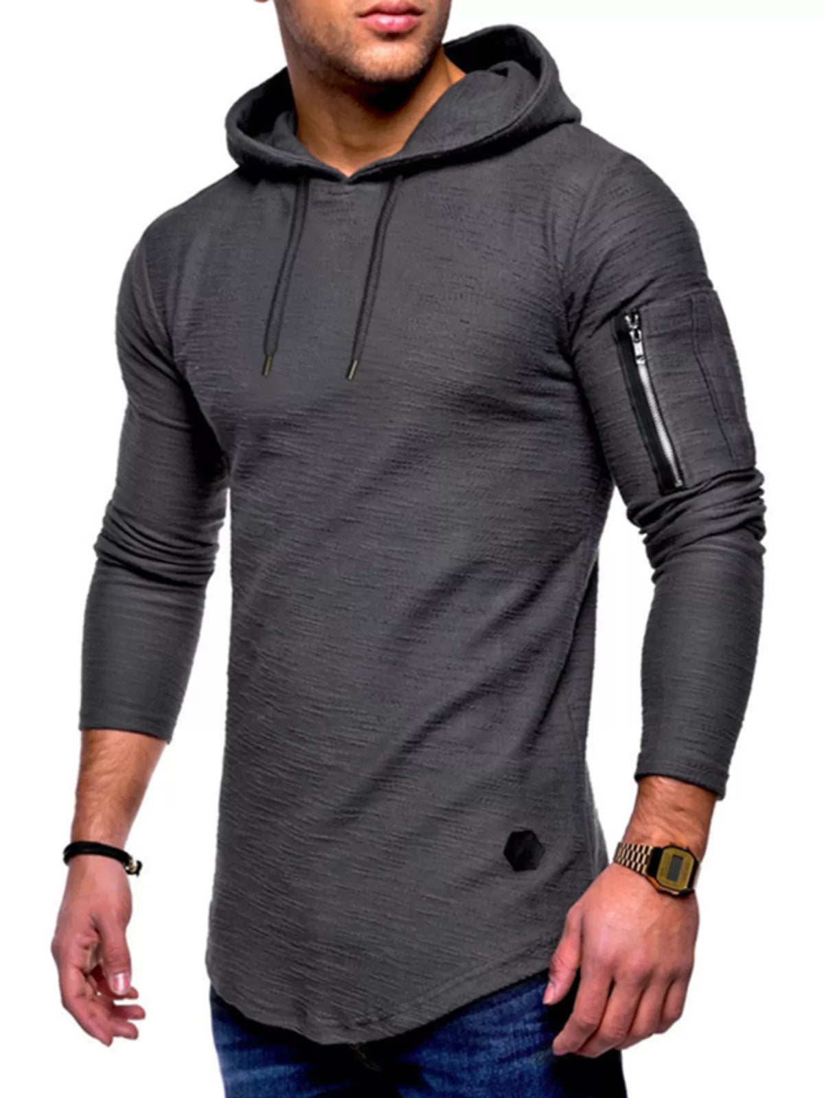 Men's Plus Size Casual Slim Fit Long Sleeve Hoodie - DCDesigns mens casual hoodie product view
