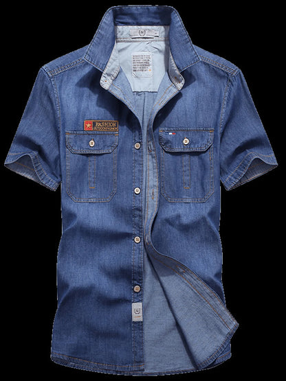Men's Casual Short Sleeve Denim Shirt | DCDesigns