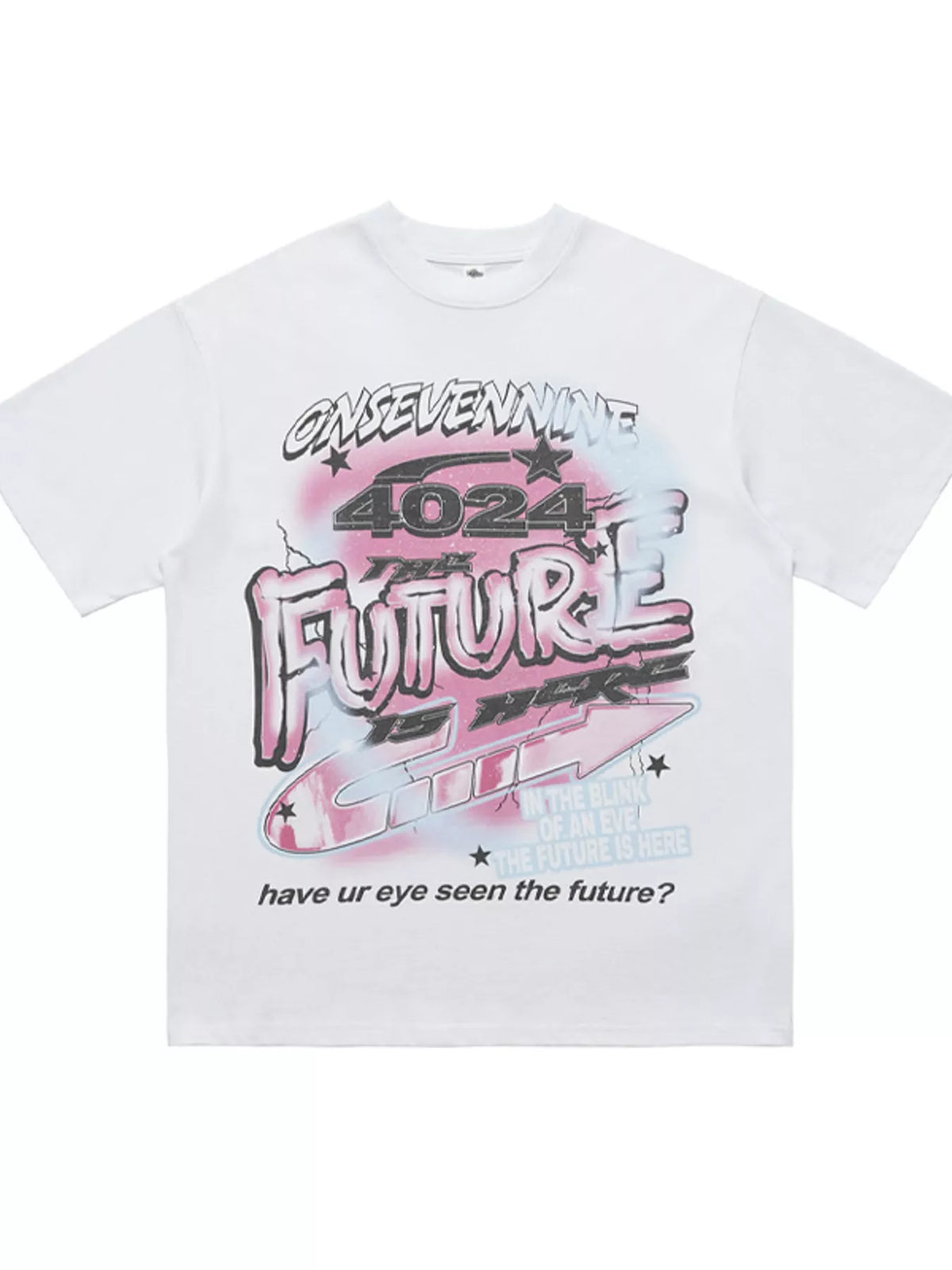 Men's Onsevennine Future Graphic Oversized T-Shirt – men's bold Y2K streetwear graphic tee, product image 5