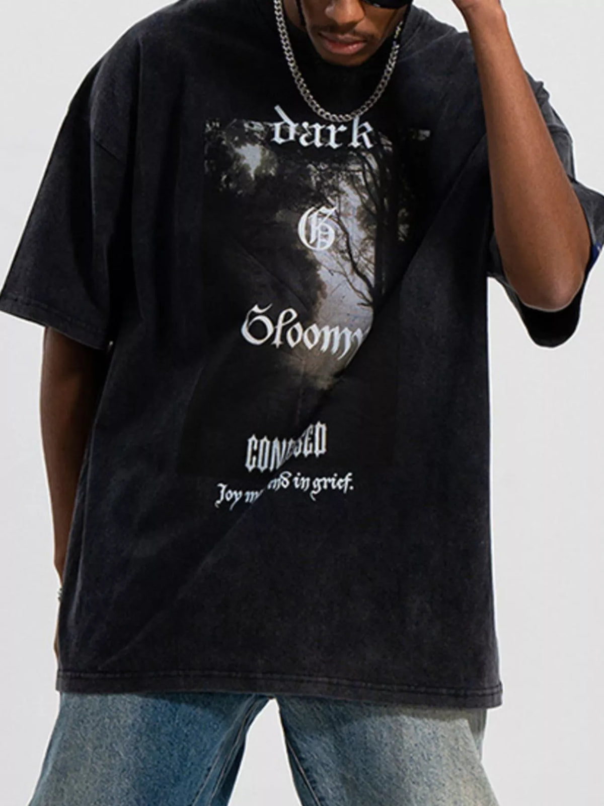Men's Graphic Oversized Washed T-Shirt – men's bold Y2K streetwear graphic tee, product image 1