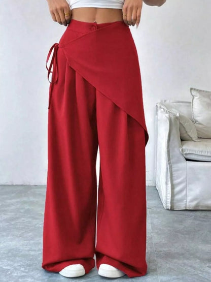 Wrap-Front Wide-Leg Pants - DCDesigns women’s fashion