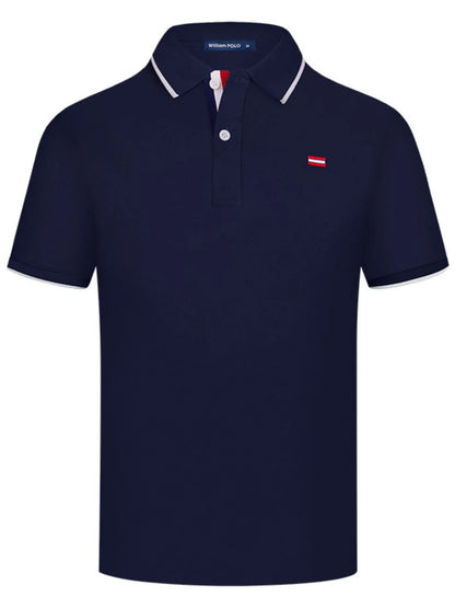 Men's Breathable Short Sleeve Polo Shirt - Navy