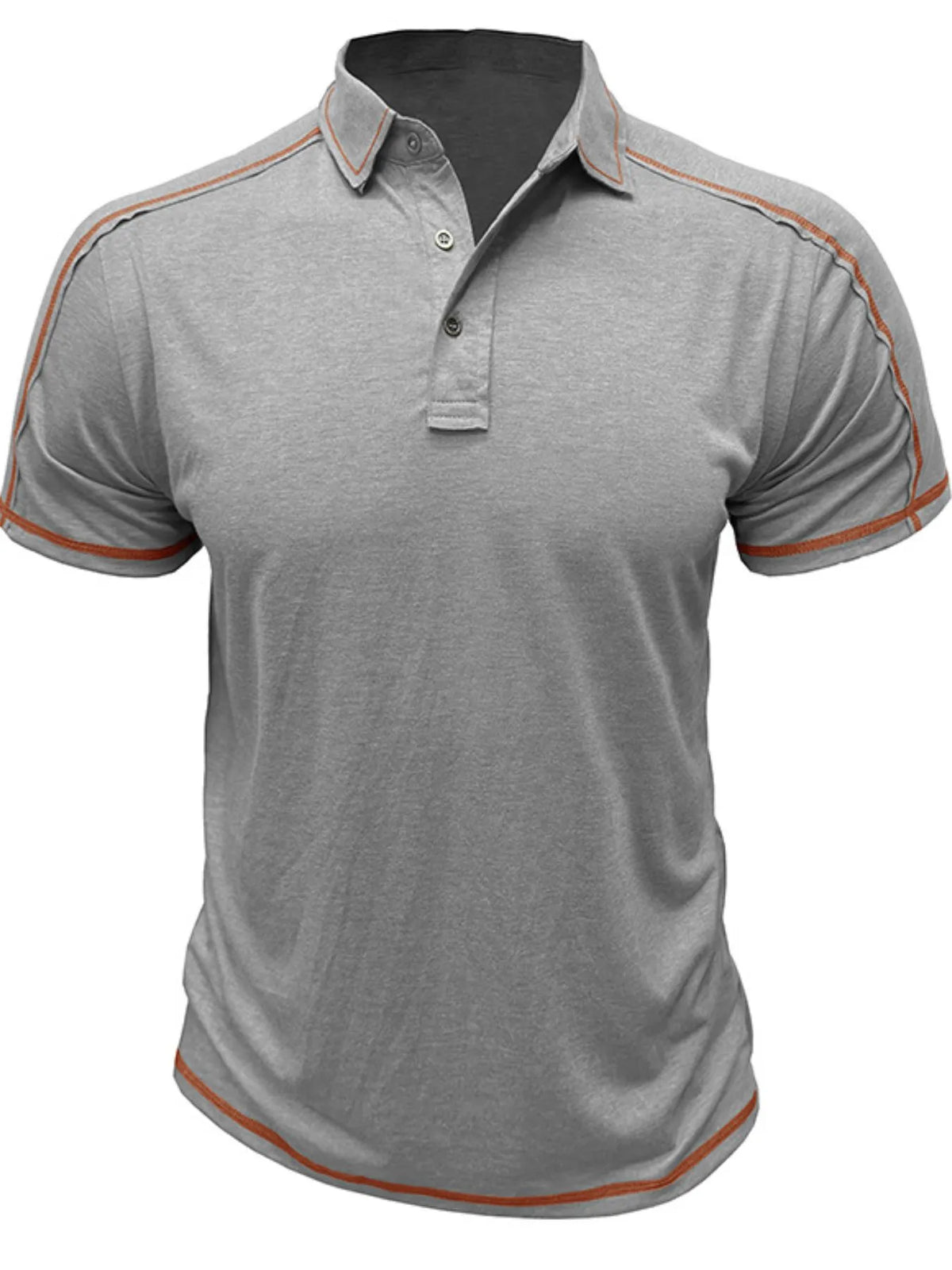 Men's Collared Neck Polo Shirt with Contrast Piping - Gray