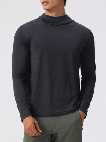 Men's Solid Color Long Sleeve Hoodie - DCDesigns mens casual hoodie product view