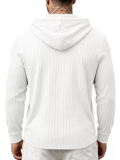 Men's Full Size Casual Kangaroo Pocket Knit Hoodie Plus Size - DCDesigns mens casual hoodie product view