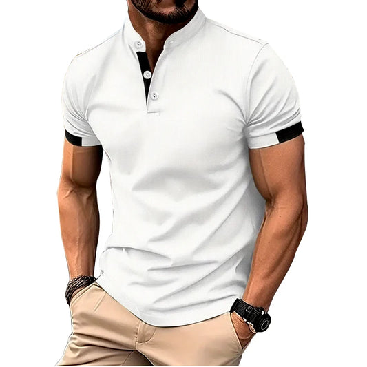 3D Digital Printing Solid Color Men's Short Sleeve Polo Shirts Summer Fashion Casual Outdoor Wear Stand Collar Design