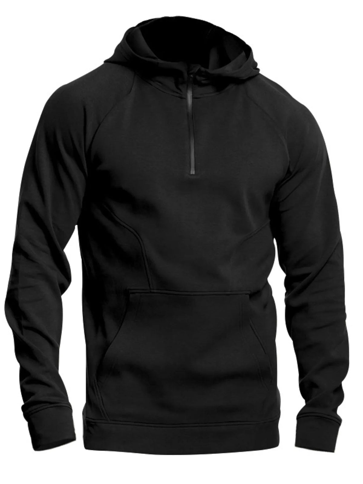 Men's Full Size Quarter Zip Long Sleeve Hoodie Plus Size - DCDesigns mens casual hoodie product view