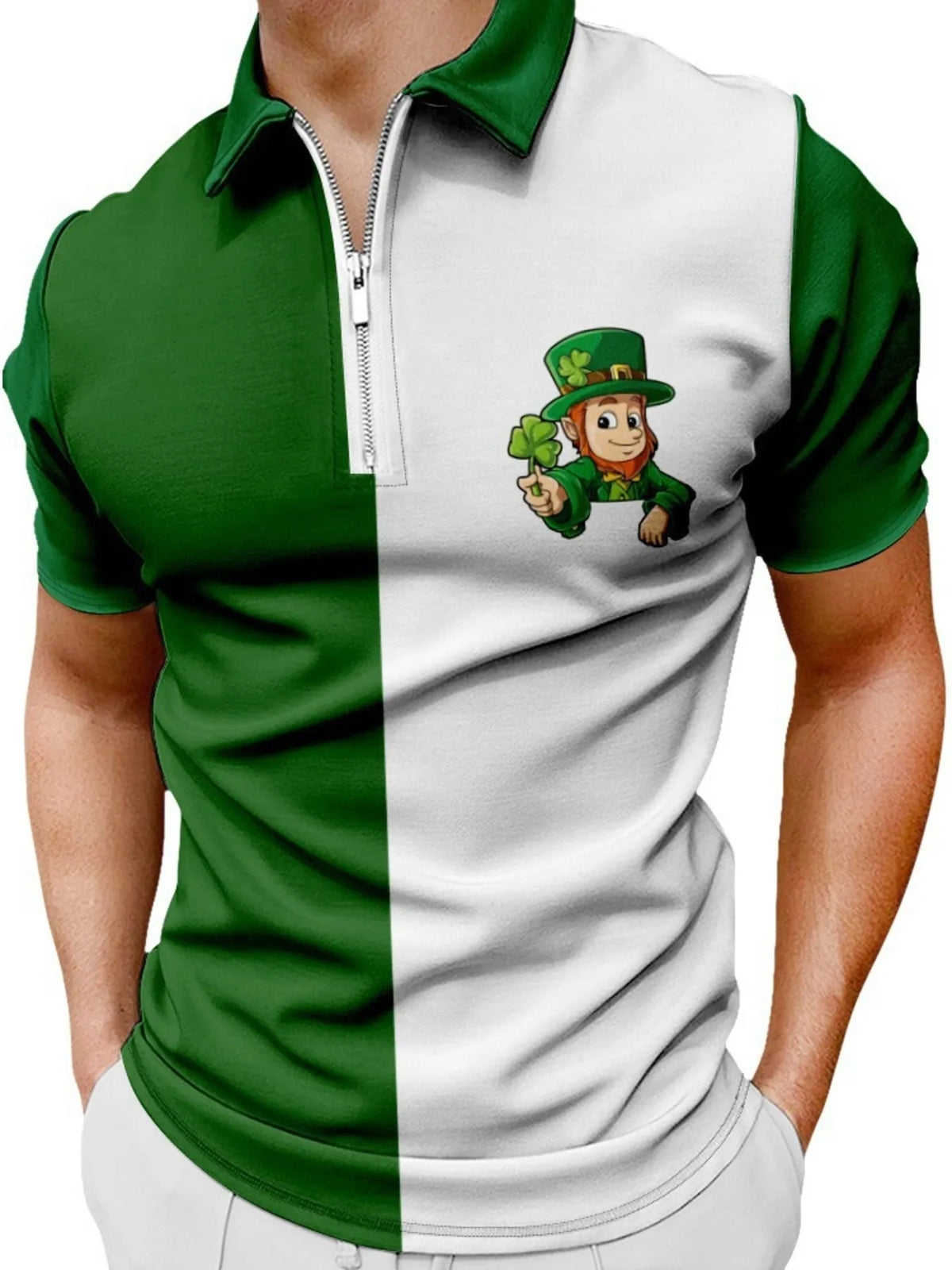 Men's Color Block Short Sleeve Polo Shirt - White