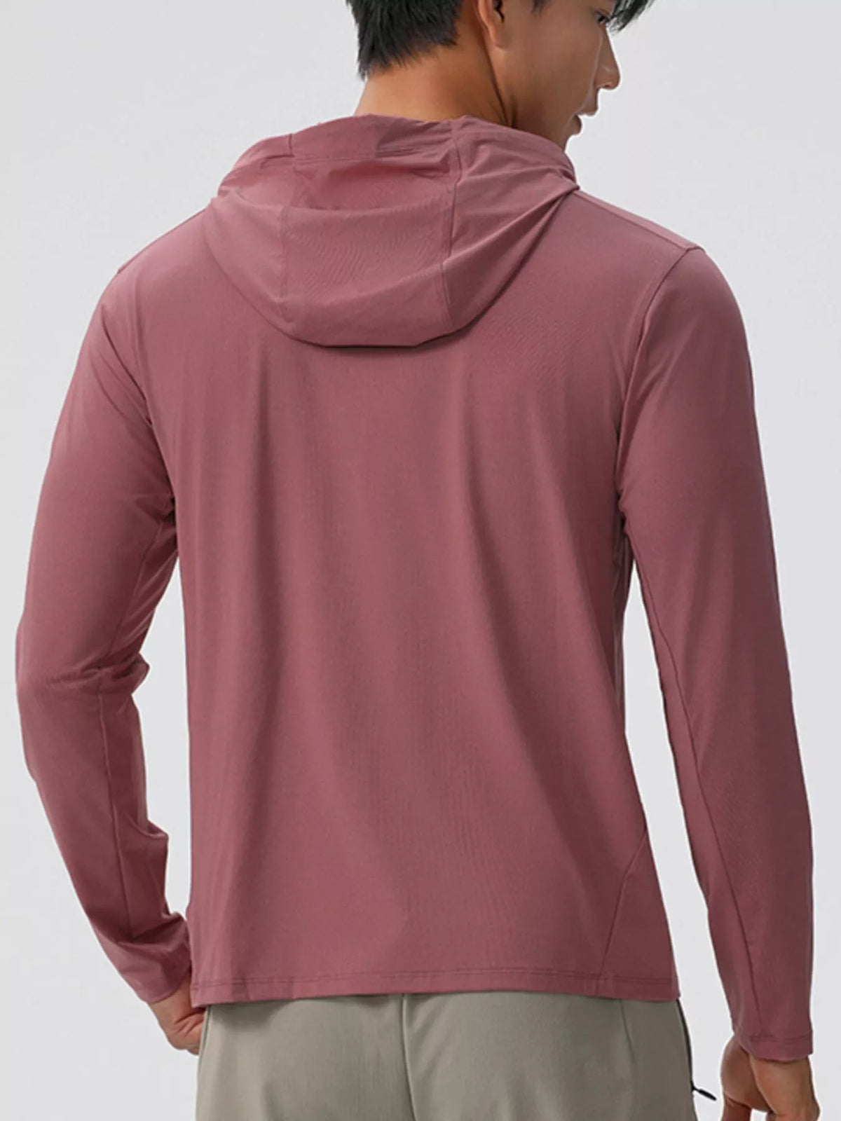 Men's Solid Color Long Sleeve Hoodie - DCDesigns mens casual hoodie product view
