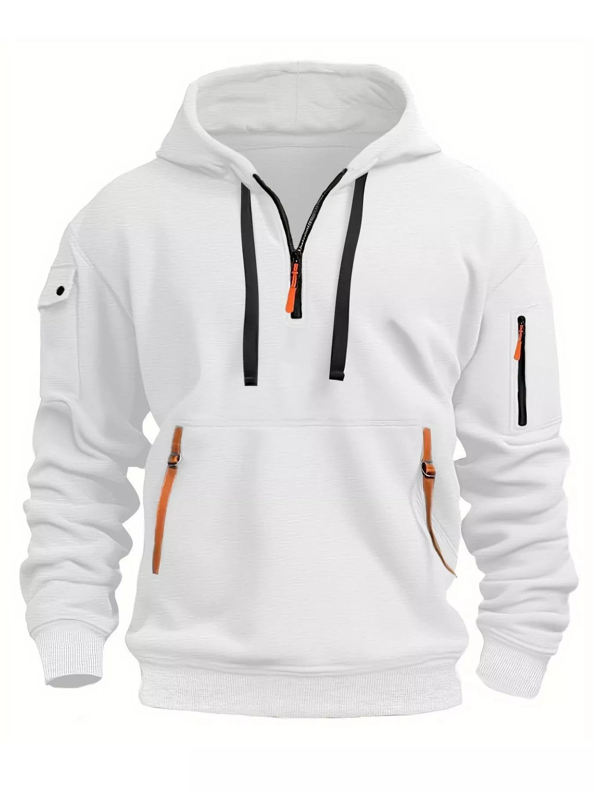 Men's Full Size Drawstring Half-Zip Pocket Hoodie Plus Size - DCDesigns mens casual hoodie product view