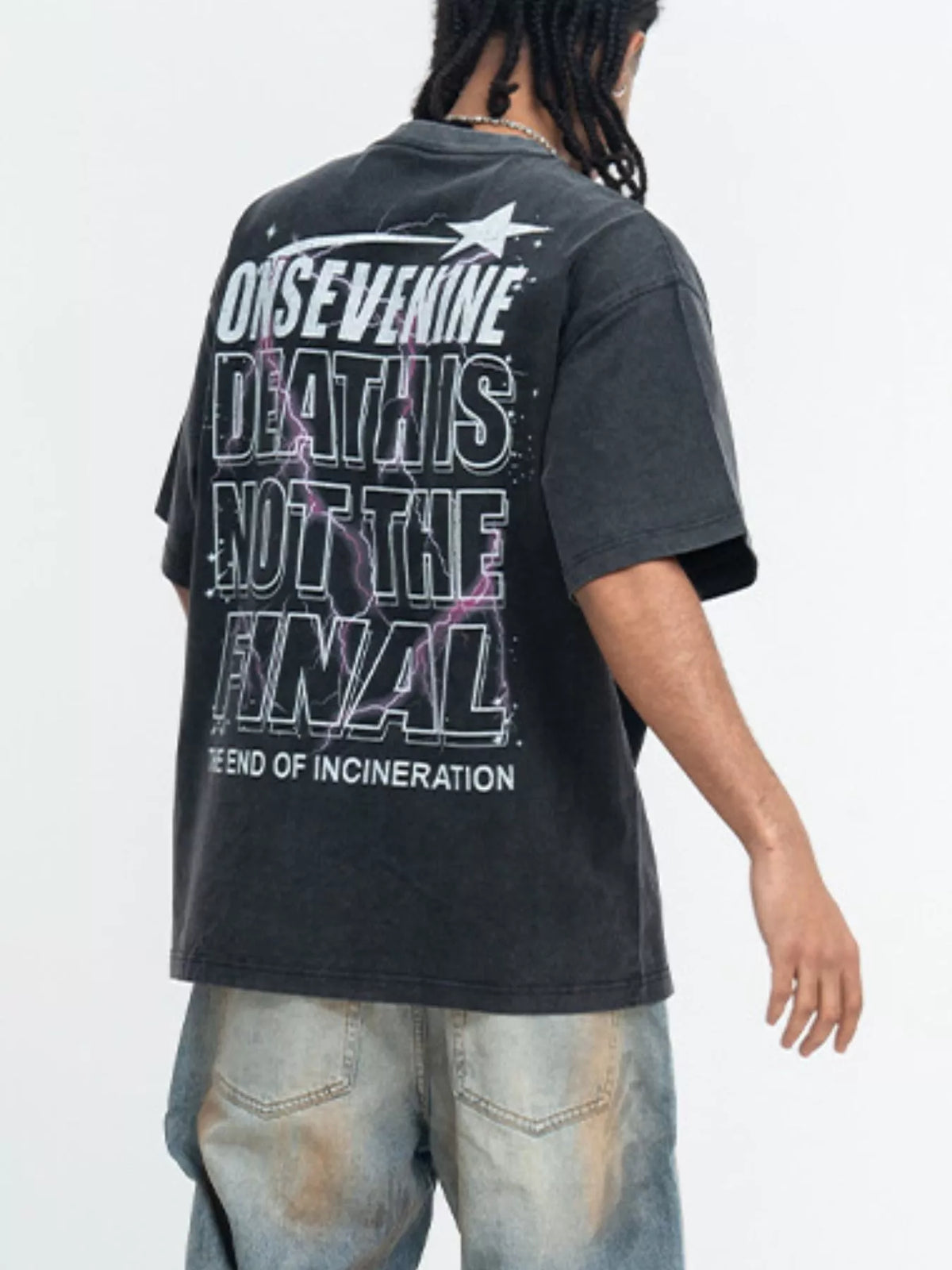 Men's Vintage Washed oversized graphic T-shirt – men's bold Y2K streetwear graphic tee, product image 4